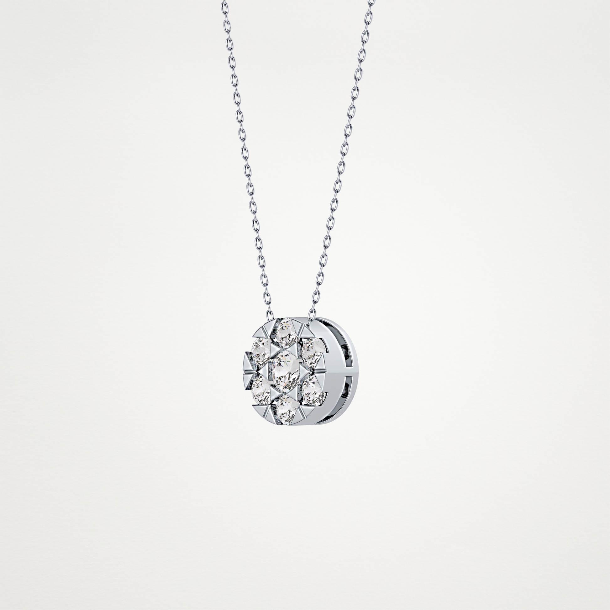 0.57 TCW Round Lab Grown Diamond Multi Stone Round Pendant Necklace