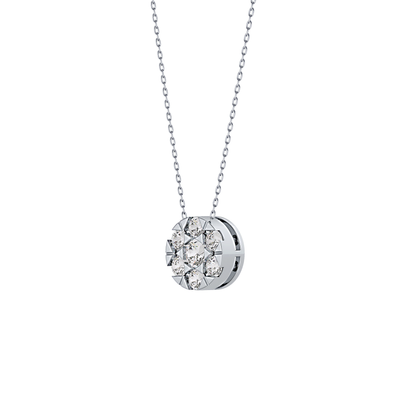 0.57 TCW Round Lab Grown Diamond Multi Stone Round Pendant Necklace