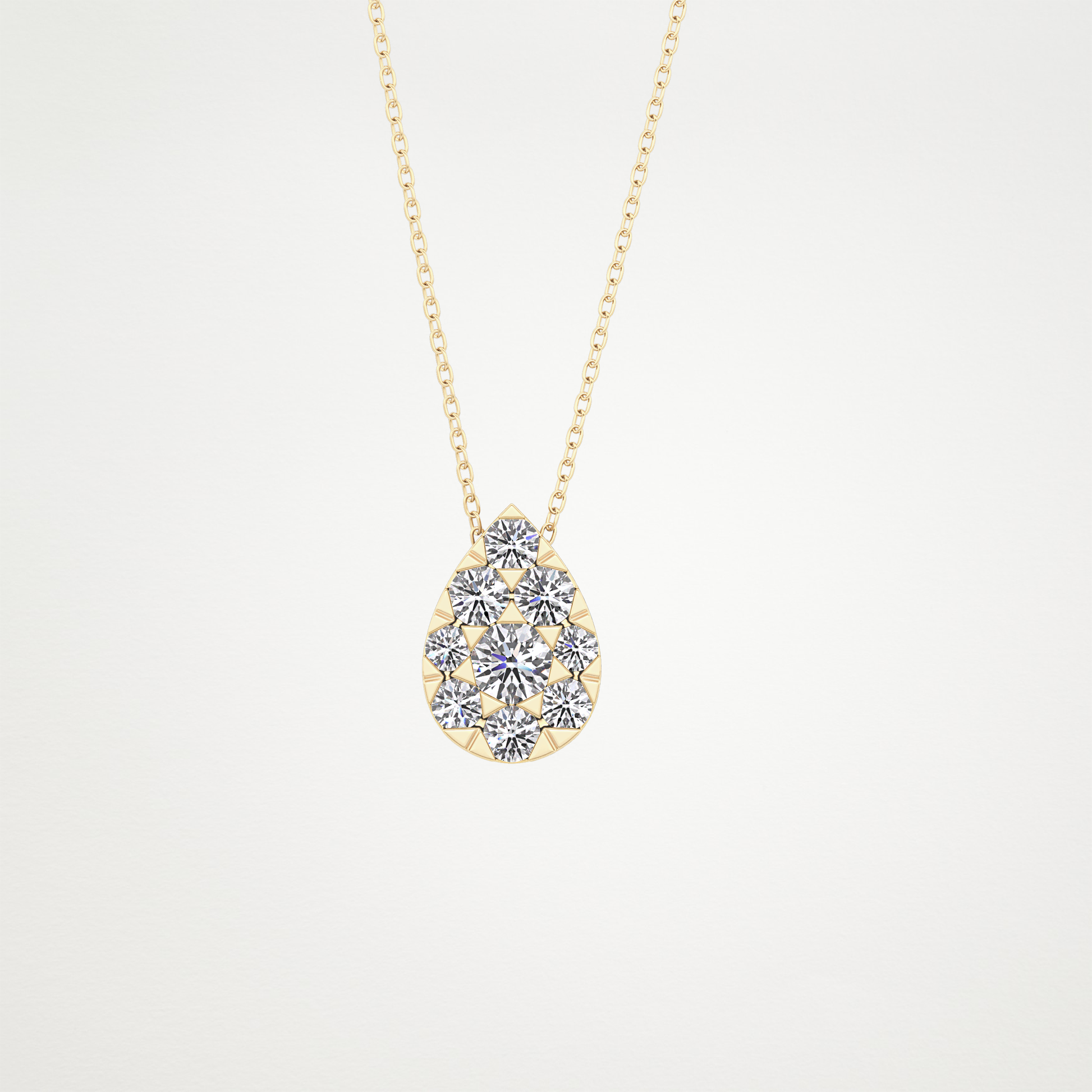 0.67 TCW Round Lab Grown Diamond Multi Stone Pear Pendant Necklace
