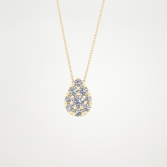 0.67 TCW Round Lab Grown Diamond Multi Stone Pear Pendant Necklace