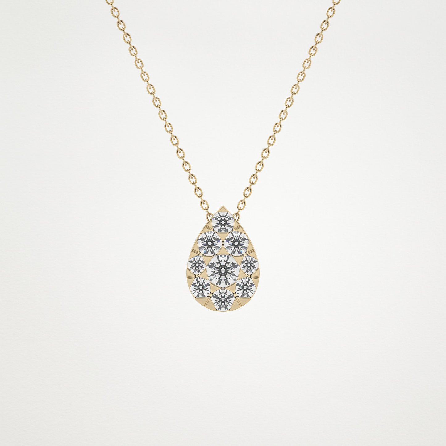 0.67 TCW Round Lab Grown Diamond Multi Stone Pear Pendant Necklace