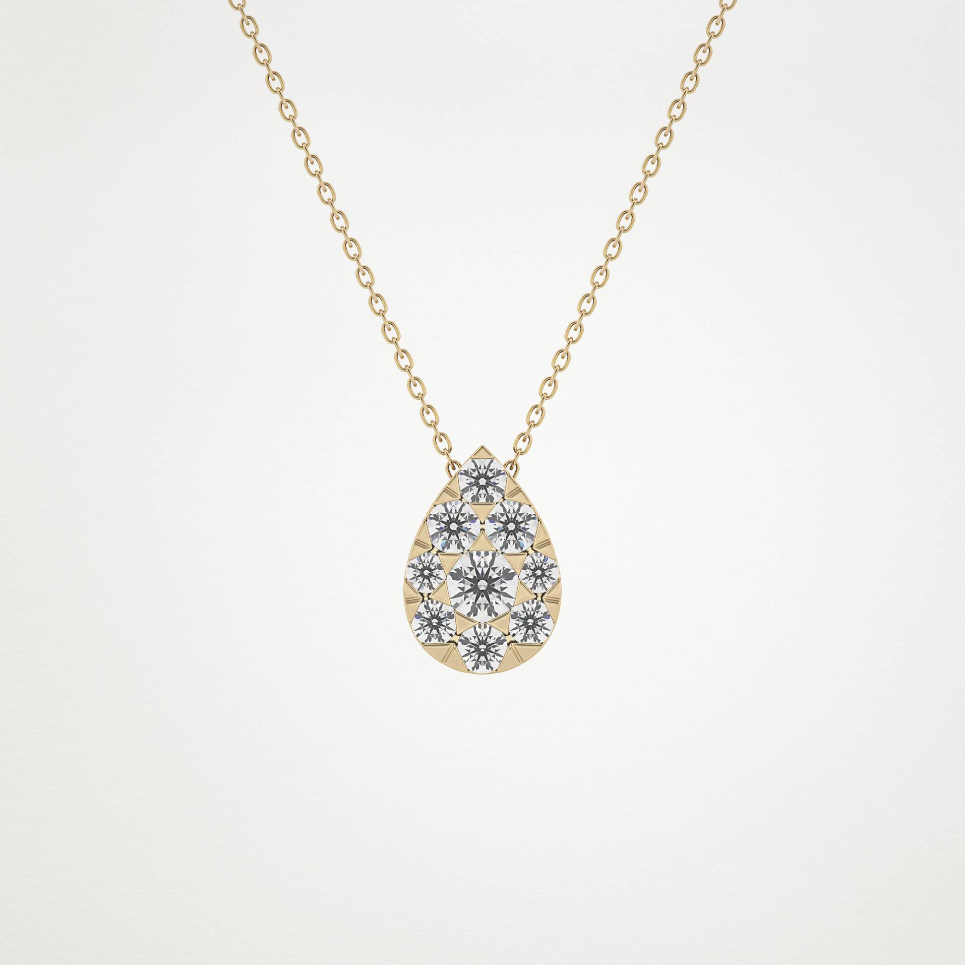 0.67 TCW Round Lab Grown Diamond Multi Stone Pear Pendant Necklace
