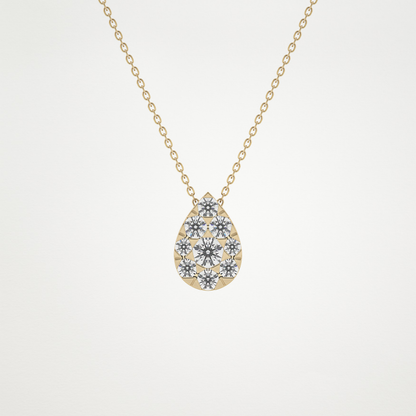 0.67 TCW Round Lab Grown Diamond Multi Stone Pear Pendant Necklace