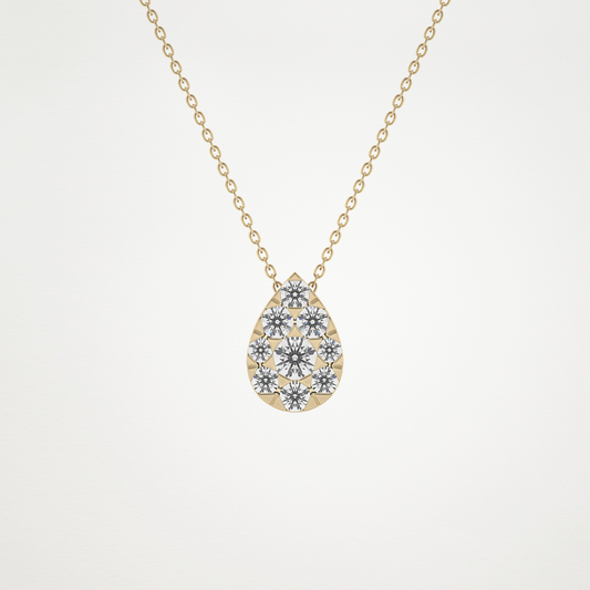 0.67 TCW Round Lab Grown Diamond Multi Stone Pear Pendant Necklace