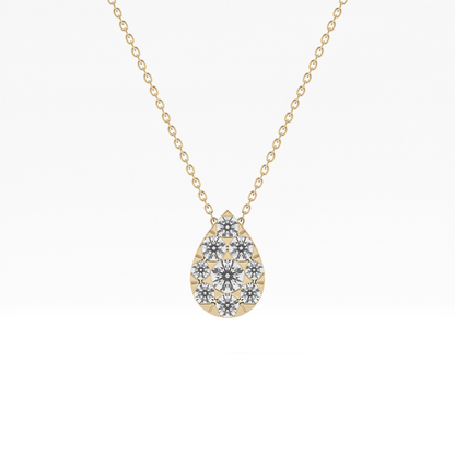 0.67 TCW Round Lab Grown Diamond Multi Stone Pear Pendant Necklace