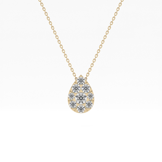 0.67 TCW Round Lab Grown Diamond Multi Stone Pear Pendant Necklace