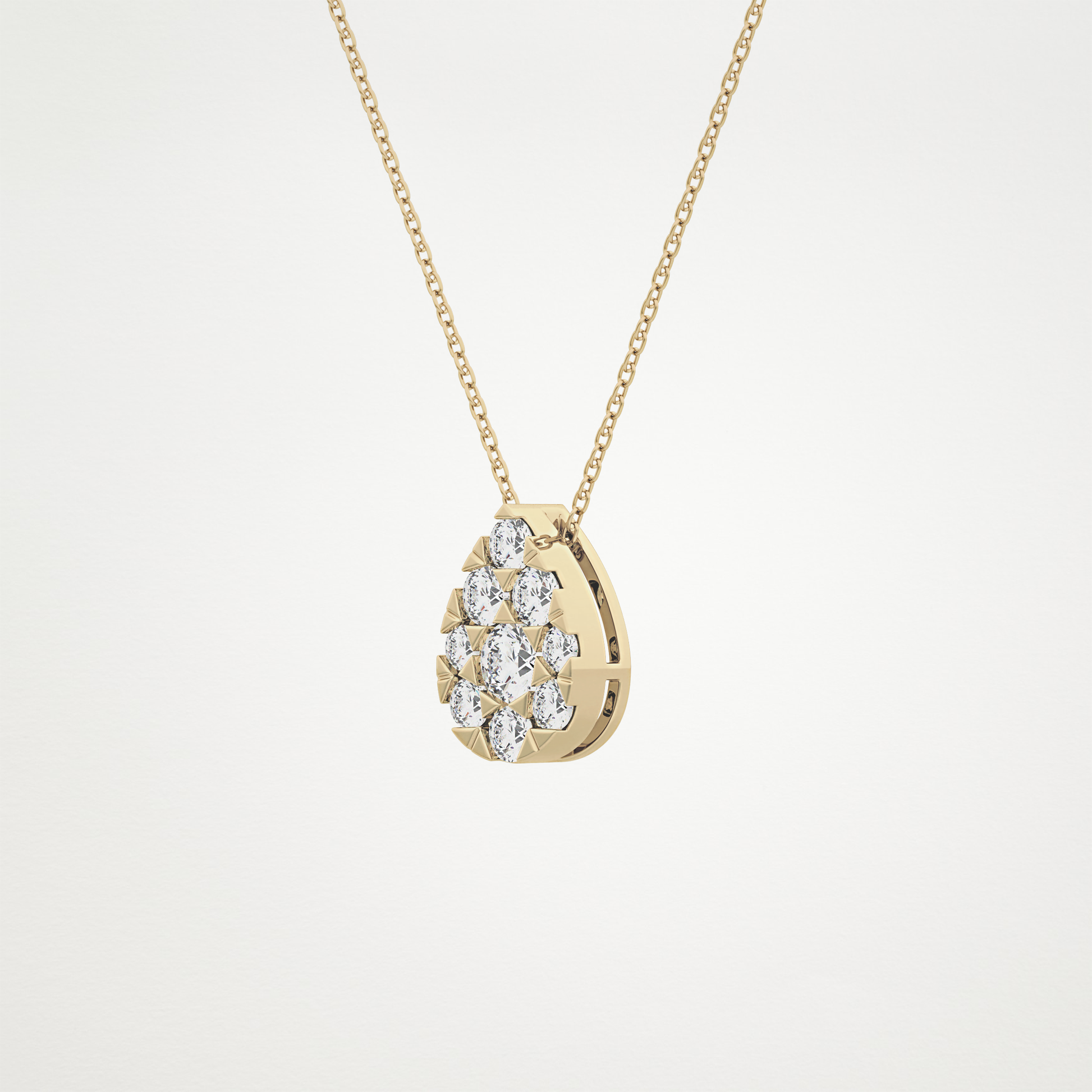 0.67 TCW Round Lab Grown Diamond Multi Stone Pear Pendant Necklace