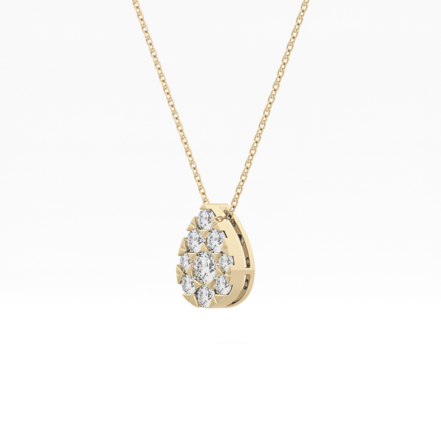 0.67 TCW Round Lab Grown Diamond Multi Stone Pear Pendant Necklace