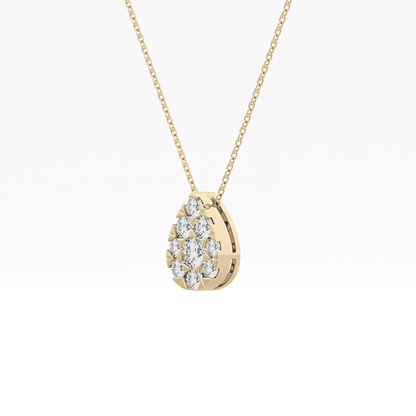 0.67 TCW Round Lab Grown Diamond Multi Stone Pear Pendant Necklace