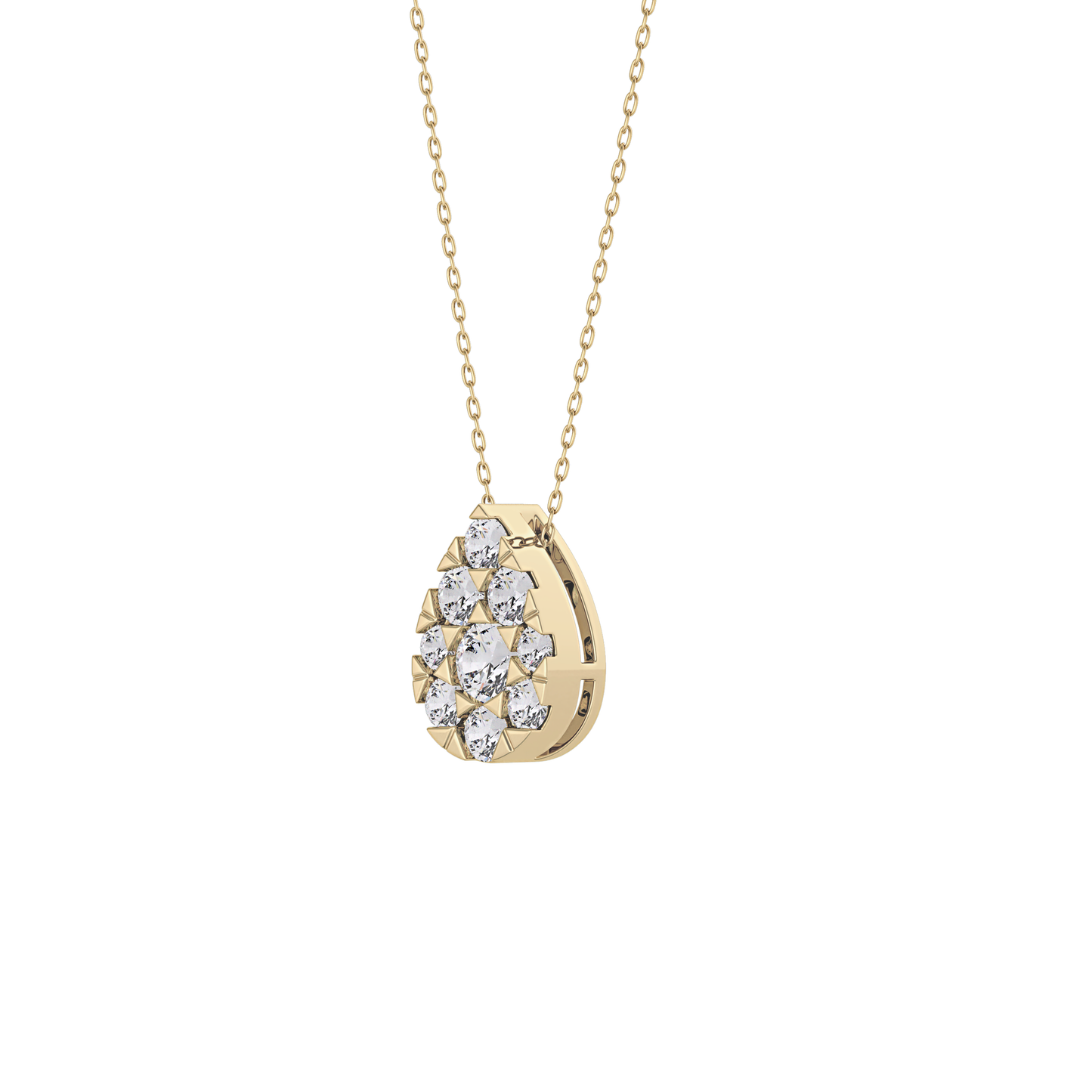 0.67 TCW Round Lab Grown Diamond Multi Stone Pear Pendant Necklace