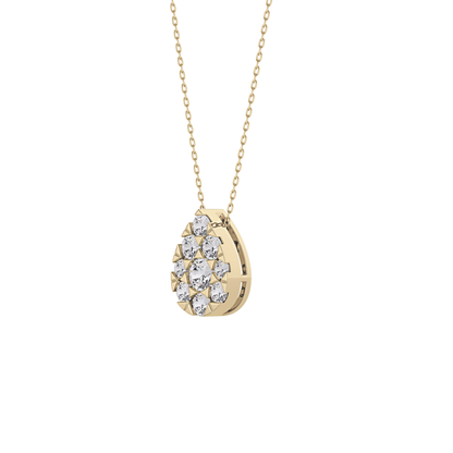 0.67 TCW Round Lab Grown Diamond Multi Stone Pear Pendant Necklace