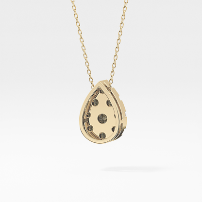 0.67 TCW Round Lab Grown Diamond Multi Stone Pear Pendant Necklace