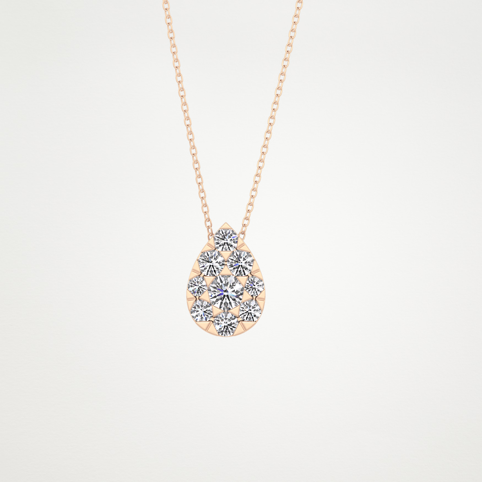 0.67 TCW Round Lab Grown Diamond Multi Stone Pear Pendant Necklace