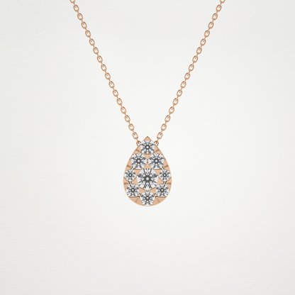 0.67 TCW Round Lab Grown Diamond Multi Stone Pear Pendant Necklace