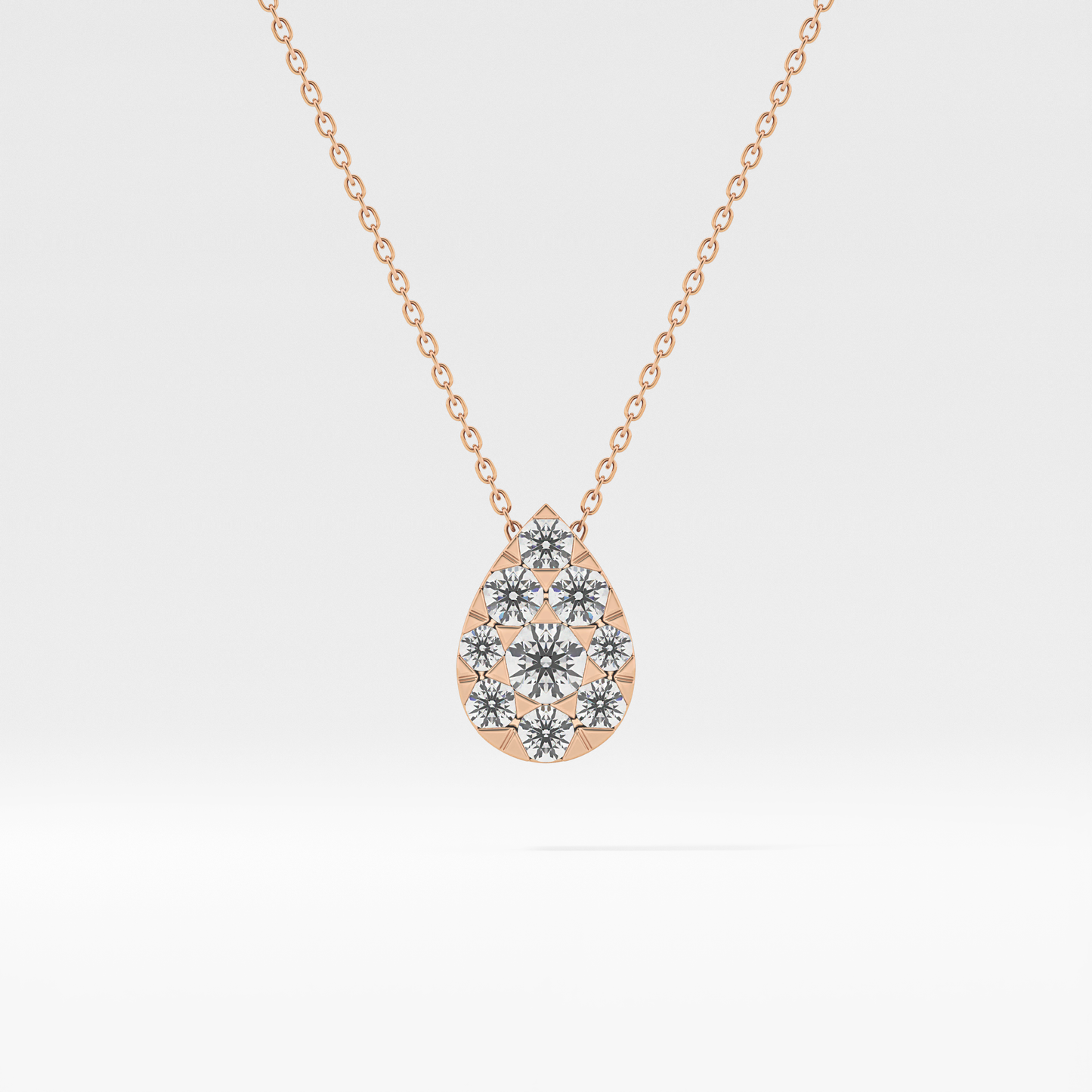 0.67 TCW Round Lab Grown Diamond Multi Stone Pear Pendant Necklace