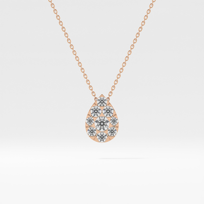 0.67 TCW Round Lab Grown Diamond Multi Stone Pear Pendant Necklace