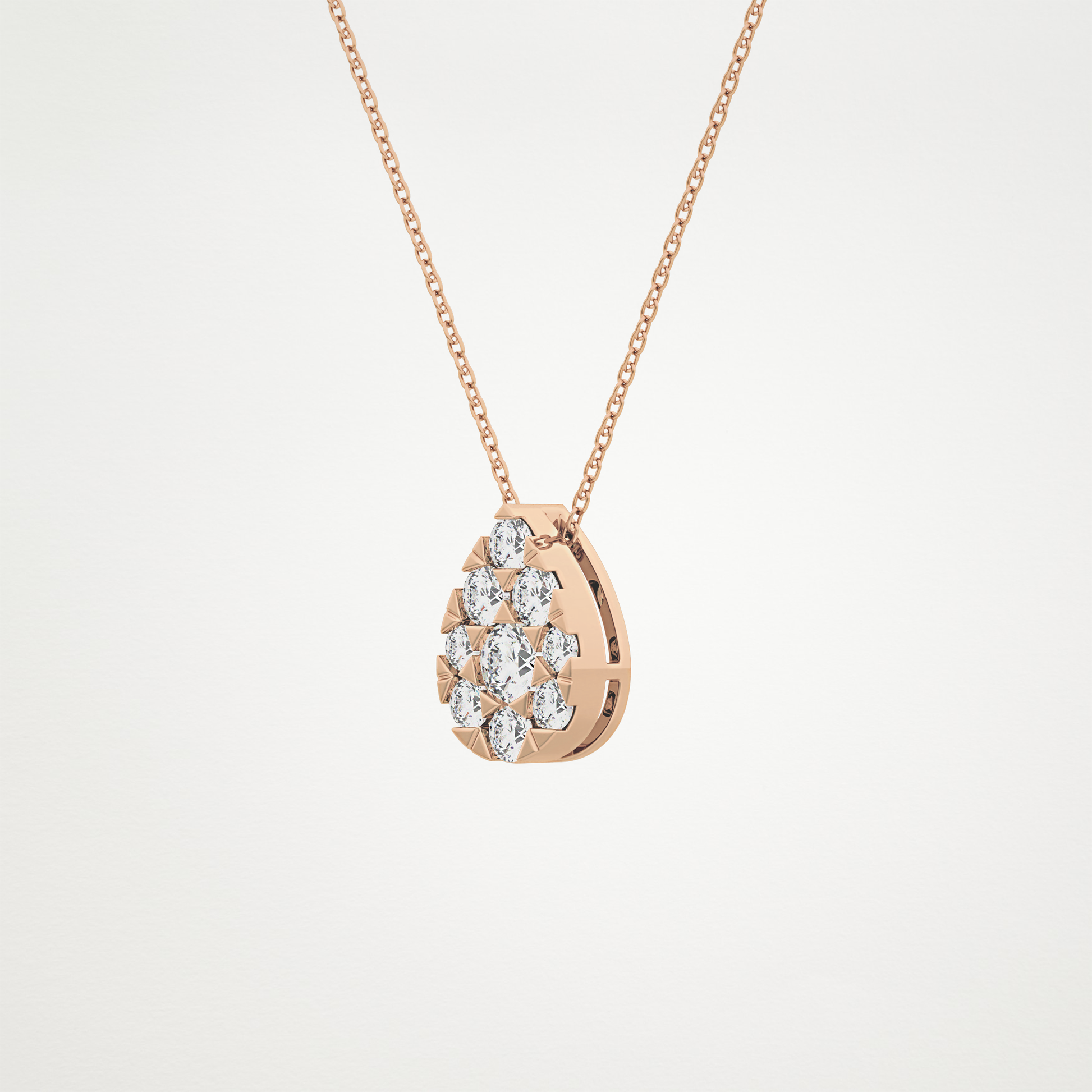 0.67 TCW Round Lab Grown Diamond Multi Stone Pear Pendant Necklace