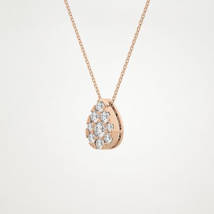 0.67 TCW Round Lab Grown Diamond Multi Stone Pear Pendant Necklace
