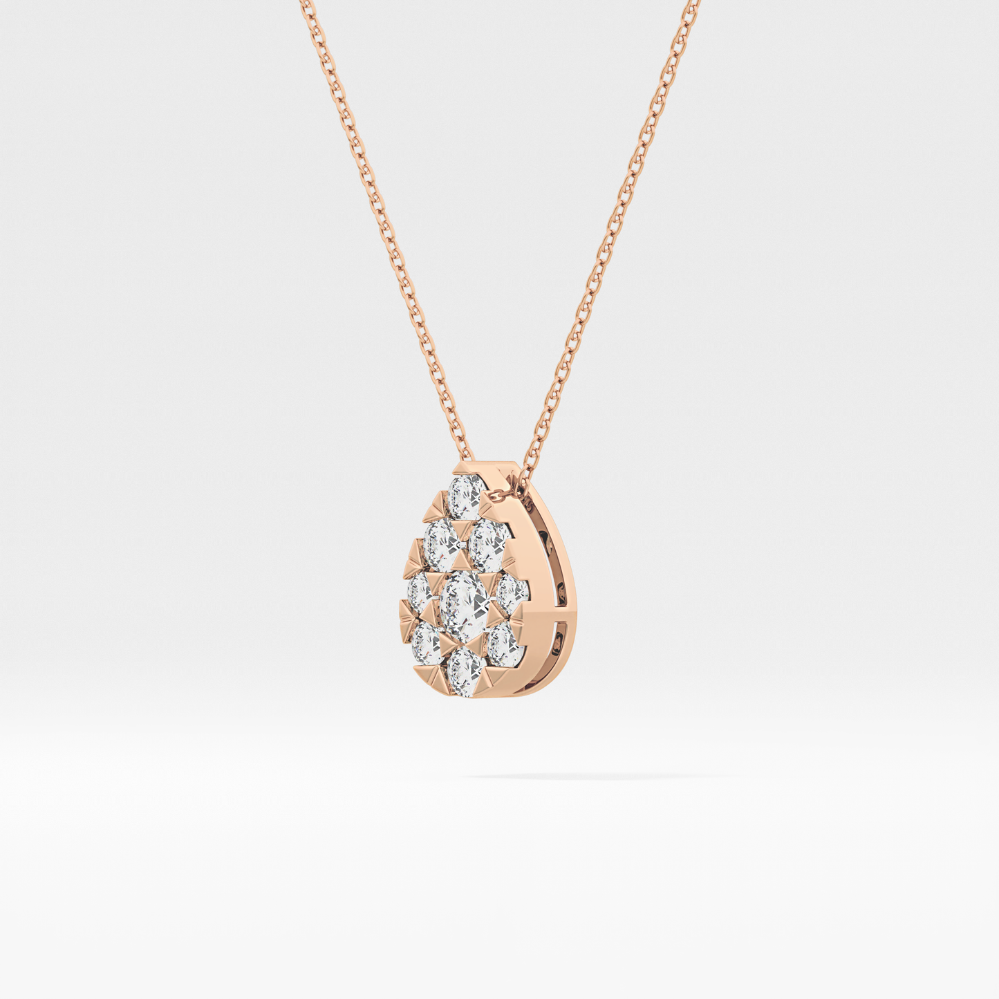 0.67 TCW Round Lab Grown Diamond Multi Stone Pear Pendant Necklace