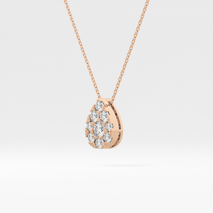 0.67 TCW Round Lab Grown Diamond Multi Stone Pear Pendant Necklace