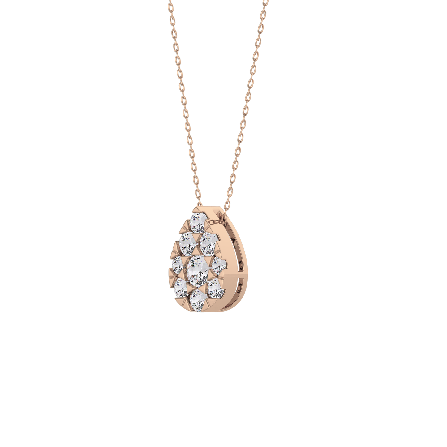 0.67 TCW Round Lab Grown Diamond Multi Stone Pear Pendant Necklace