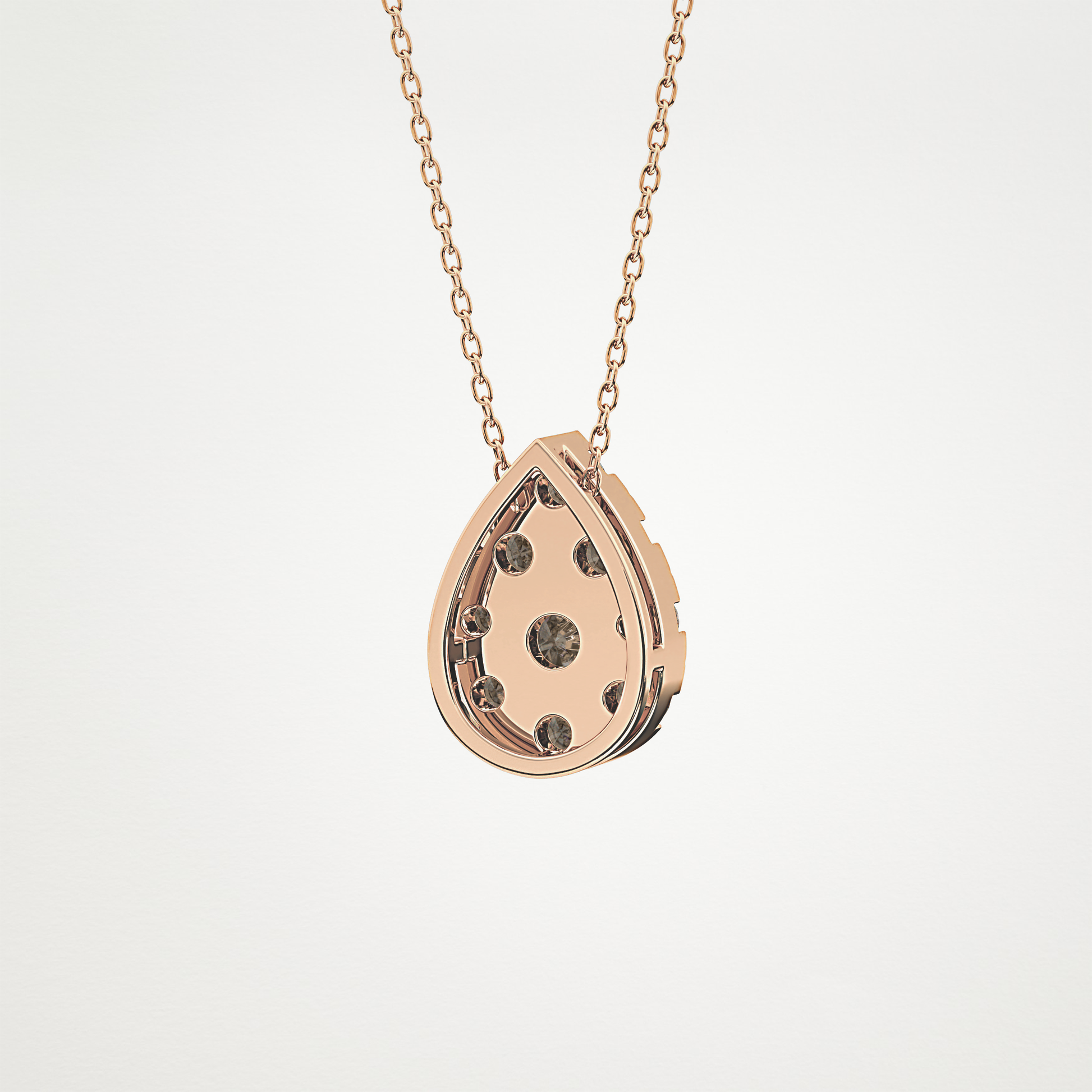 0.67 TCW Round Lab Grown Diamond Multi Stone Pear Pendant Necklace