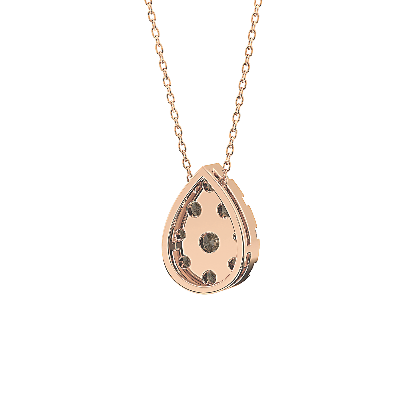 0.67 TCW Round Lab Grown Diamond Multi Stone Pear Pendant Necklace