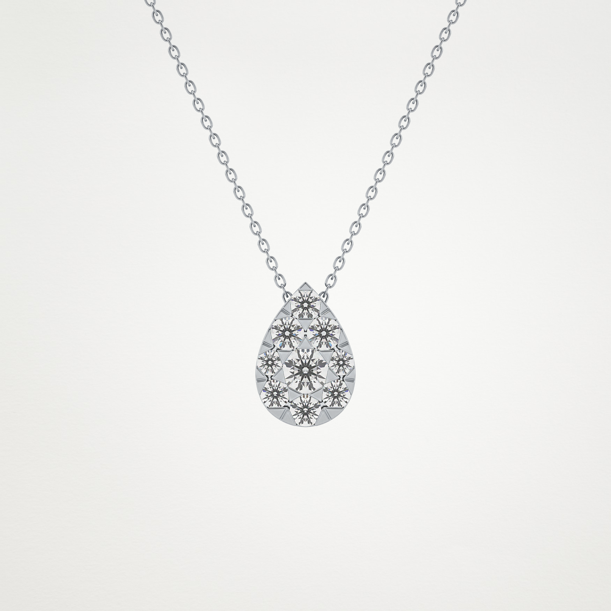 0.67 TCW Round Lab Grown Diamond Multi Stone Pear Pendant Necklace
