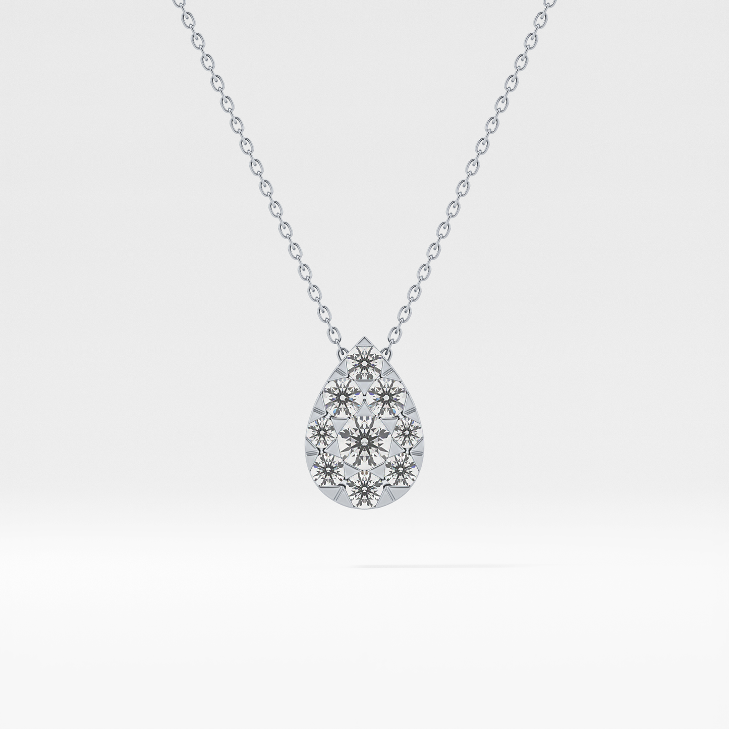 0.67 TCW Round Lab Grown Diamond Multi Stone Pear Pendant Necklace