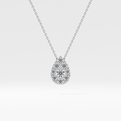 0.67 TCW Round Lab Grown Diamond Multi Stone Pear Pendant Necklace