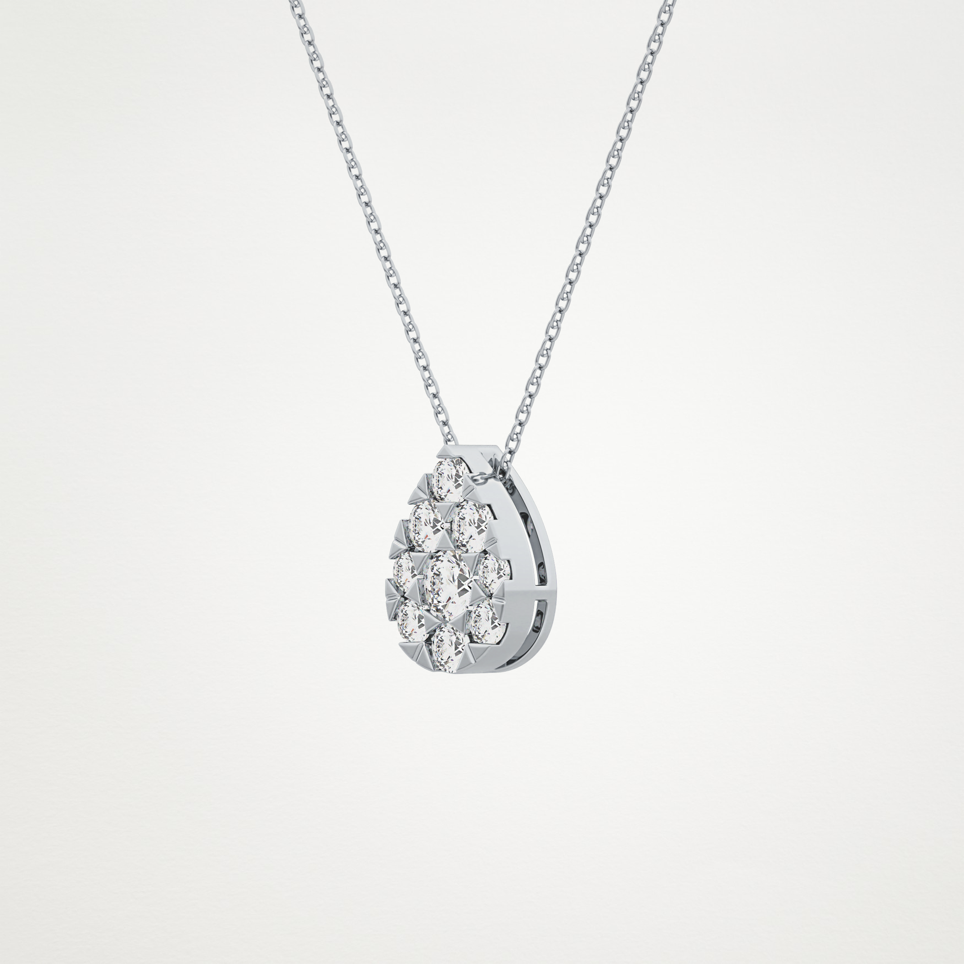 0.67 TCW Round Lab Grown Diamond Multi Stone Pear Pendant Necklace