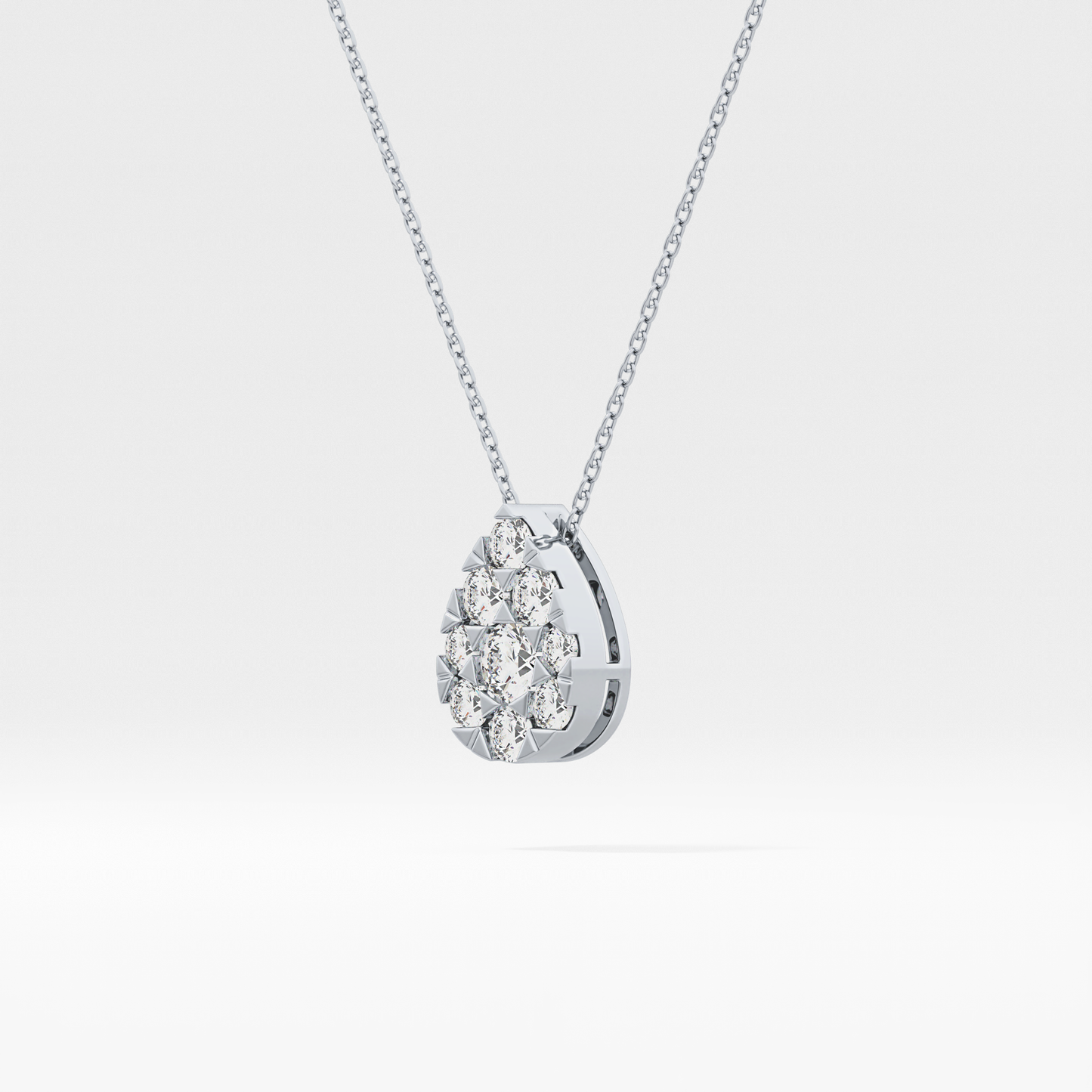0.67 TCW Round Lab Grown Diamond Multi Stone Pear Pendant Necklace
