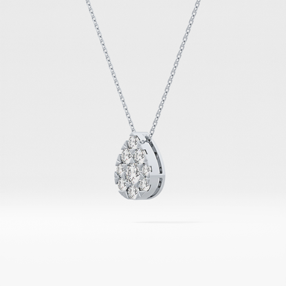 0.67 TCW Round Lab Grown Diamond Multi Stone Pear Pendant Necklace
