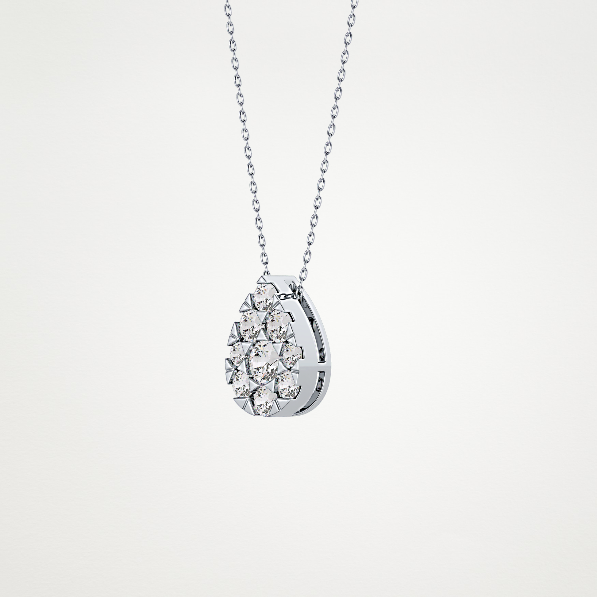 0.67 TCW Round Lab Grown Diamond Multi Stone Pear Pendant Necklace