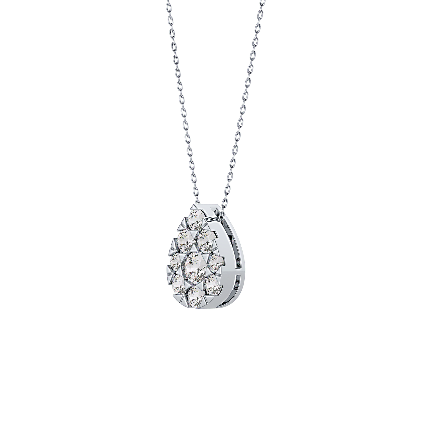 0.67 TCW Round Lab Grown Diamond Multi Stone Pear Pendant Necklace