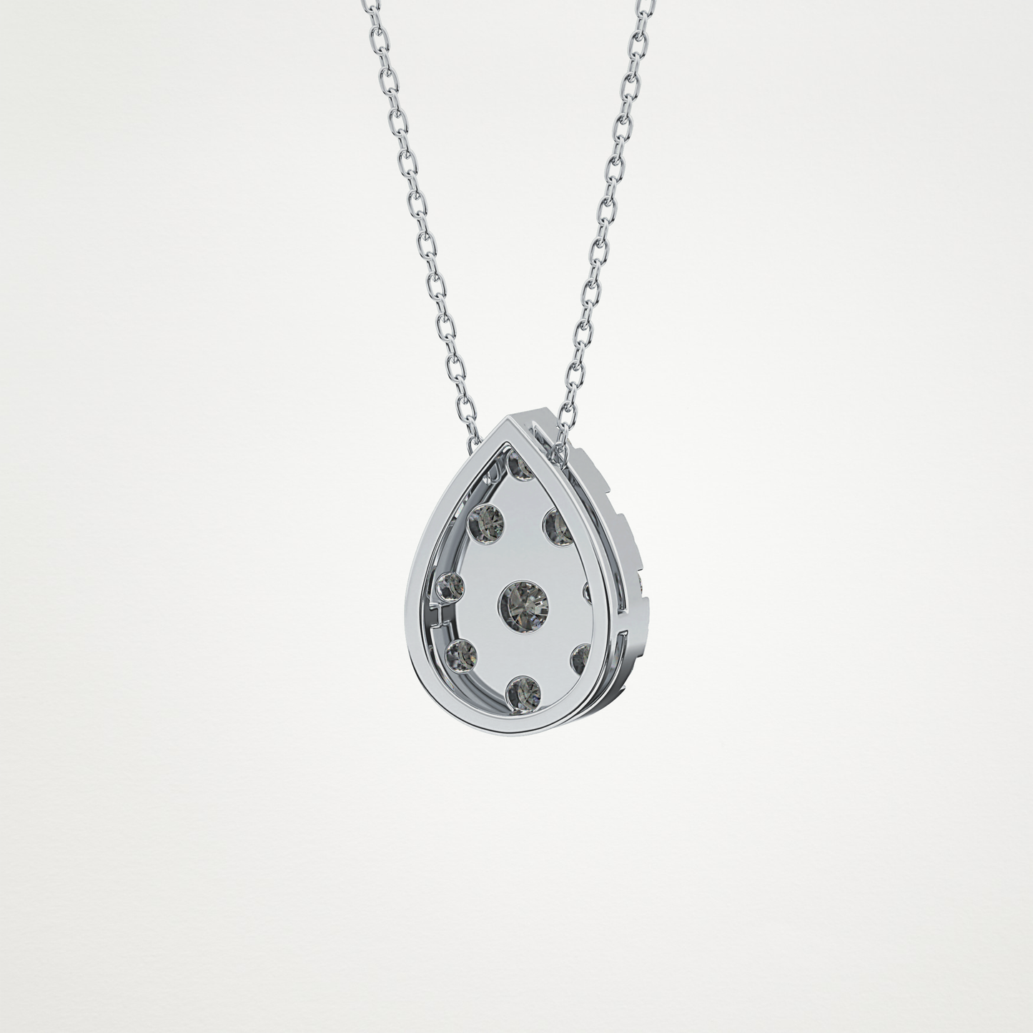 0.67 TCW Round Lab Grown Diamond Multi Stone Pear Pendant Necklace
