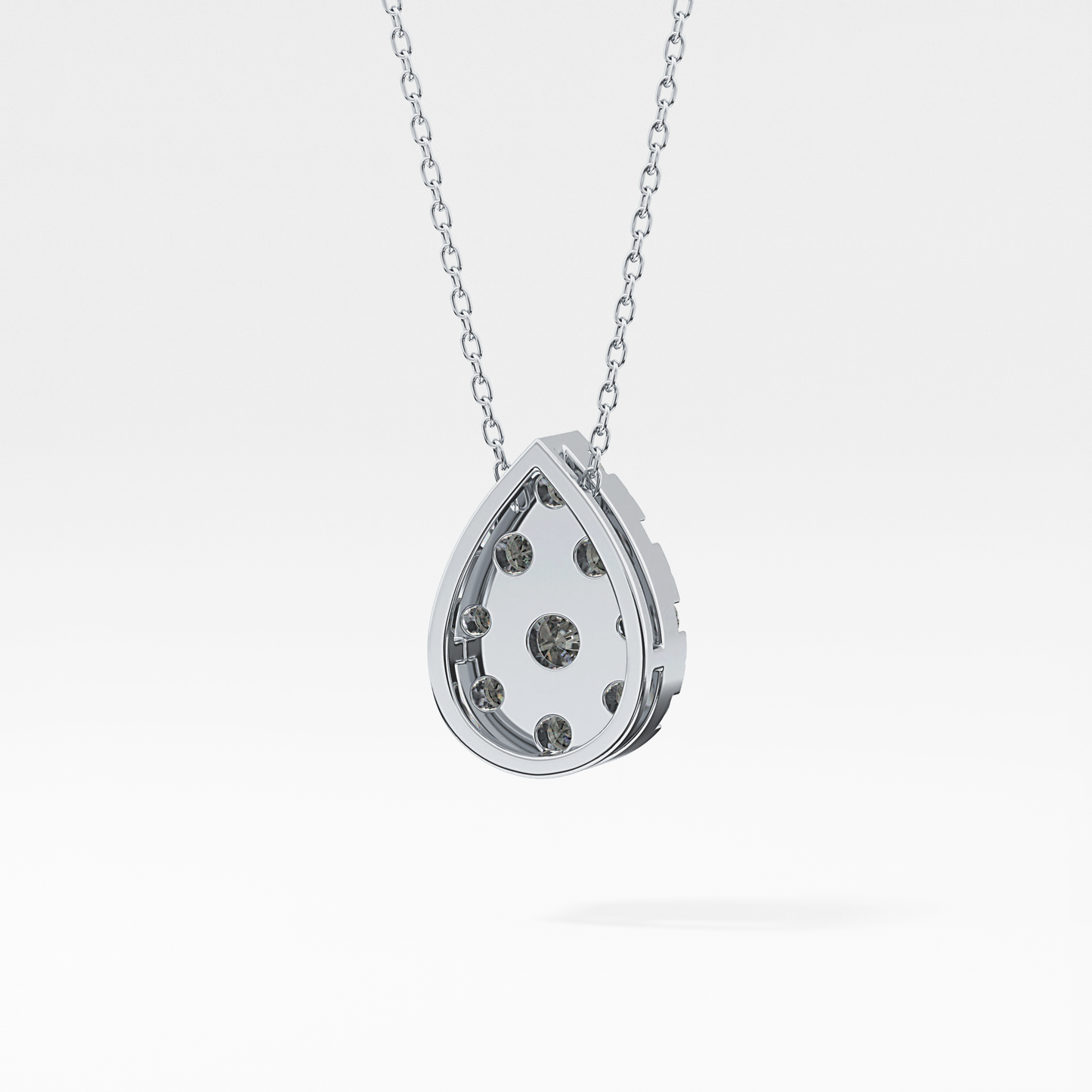 0.67 TCW Round Lab Grown Diamond Multi Stone Pear Pendant Necklace