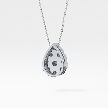0.67 TCW Round Lab Grown Diamond Multi Stone Pear Pendant Necklace