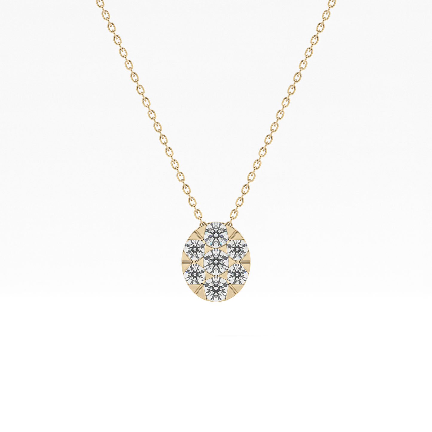 0.54 TCW Round Lab Grown Diamond Multi Stone Oval Pendant Necklace