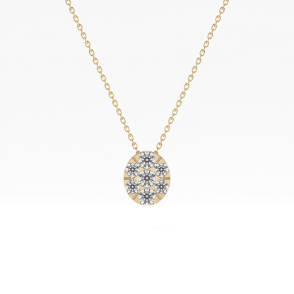 0.54 TCW Round Lab Grown Diamond Multi Stone Oval Pendant Necklace