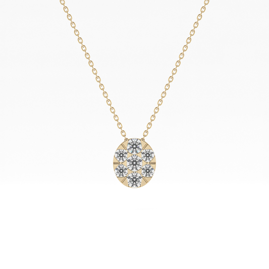 0.54 TCW Round Lab Grown Diamond Multi Stone Oval Pendant Necklace