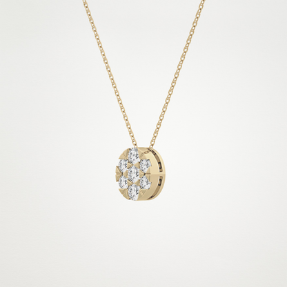 0.54 TCW Round Lab Grown Diamond Multi Stone Oval Pendant Necklace