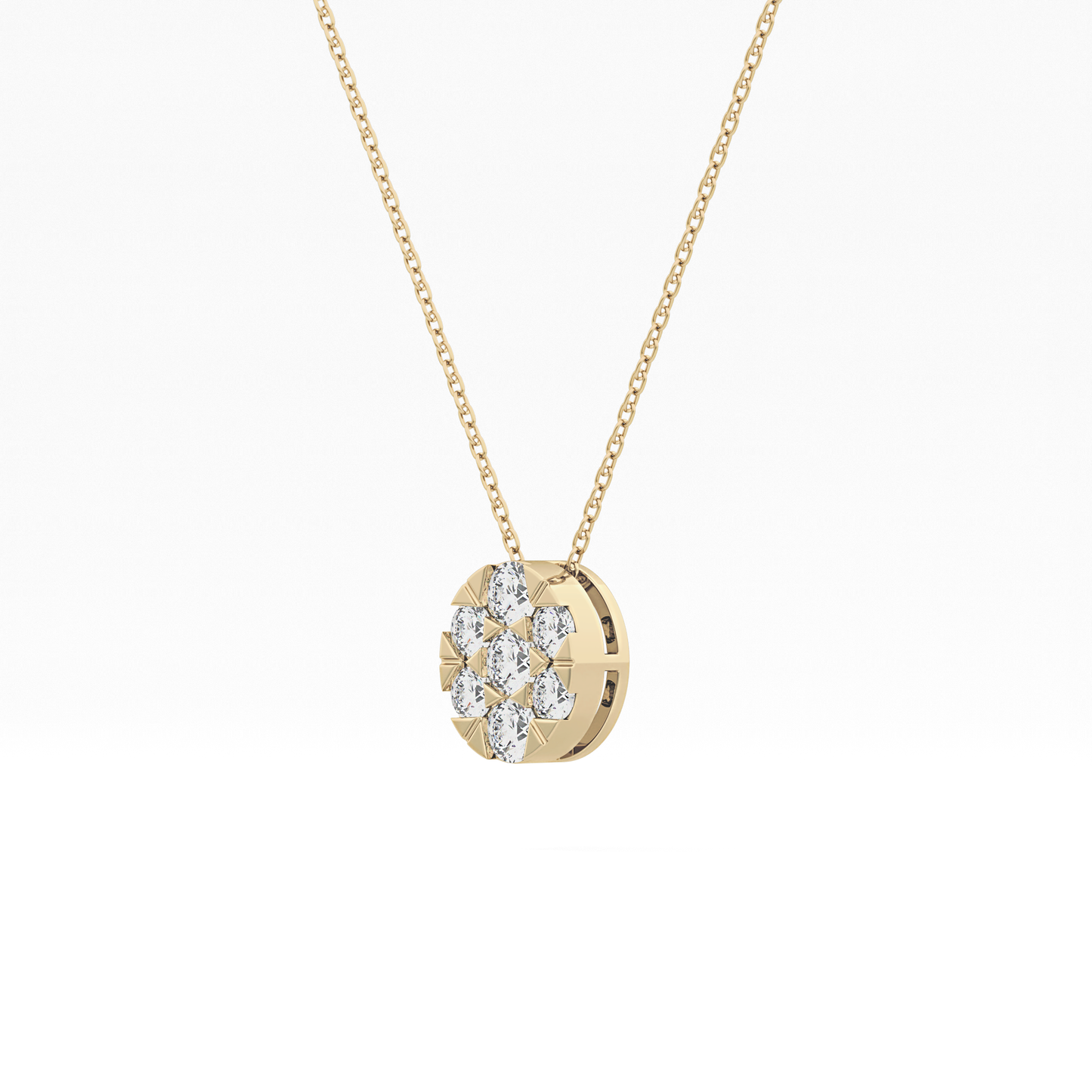 0.54 TCW Round Lab Grown Diamond Multi Stone Oval Pendant Necklace