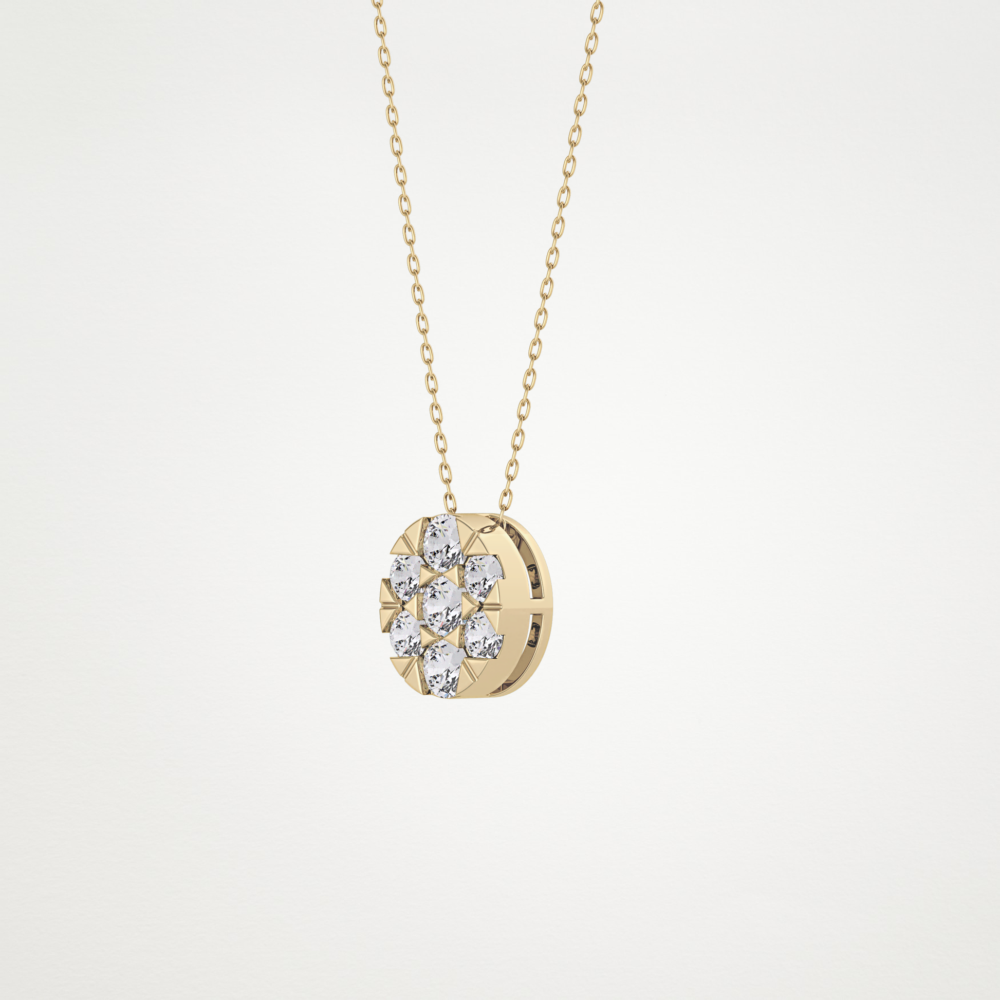 0.54 TCW Round Lab Grown Diamond Multi Stone Oval Pendant Necklace