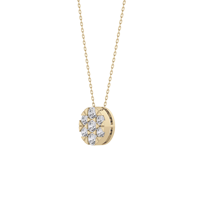 0.54 TCW Round Lab Grown Diamond Multi Stone Oval Pendant Necklace