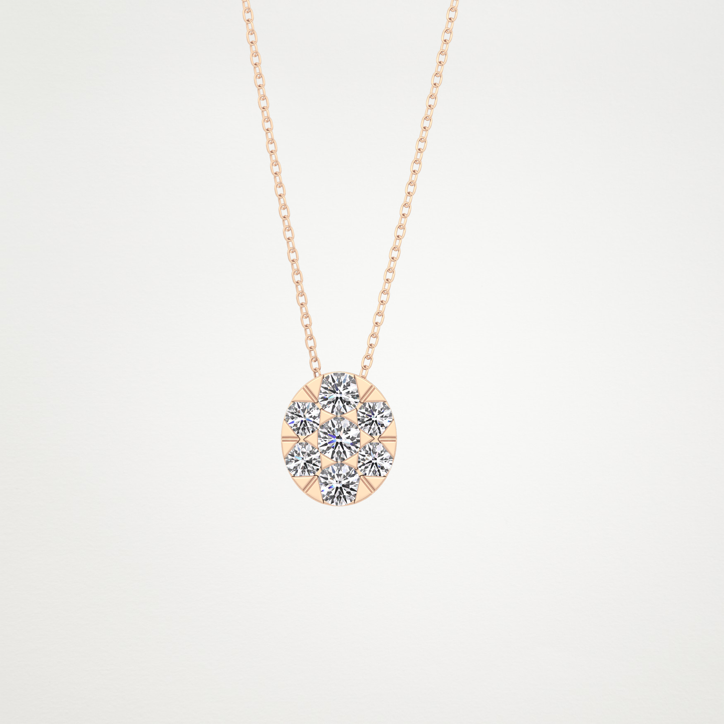 0.54 TCW Round Lab Grown Diamond Multi Stone Oval Pendant Necklace