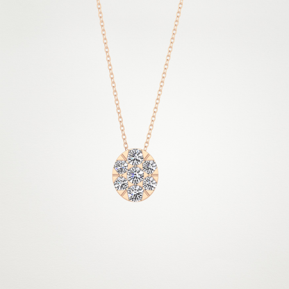 0.54 TCW Round Lab Grown Diamond Multi Stone Oval Pendant Necklace