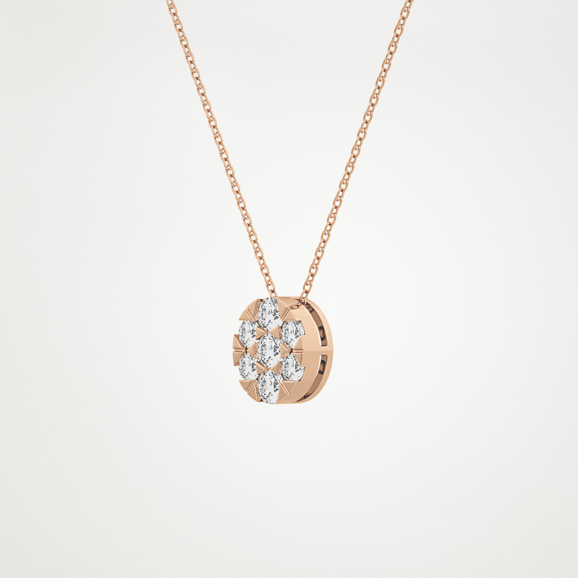 0.54 TCW Round Lab Grown Diamond Multi Stone Oval Pendant Necklace