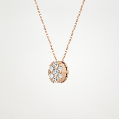 0.54 TCW Round Lab Grown Diamond Multi Stone Oval Pendant Necklace