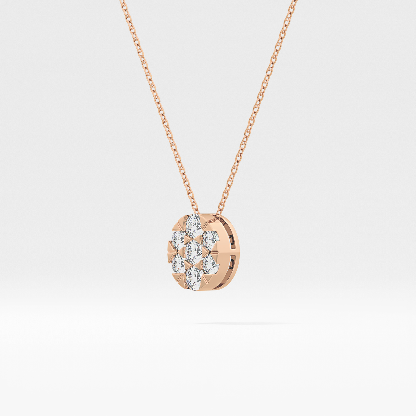 0.54 TCW Round Lab Grown Diamond Multi Stone Oval Pendant Necklace